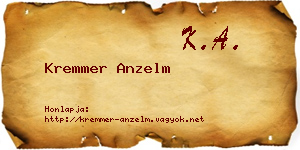 Kremmer Anzelm névjegykártya